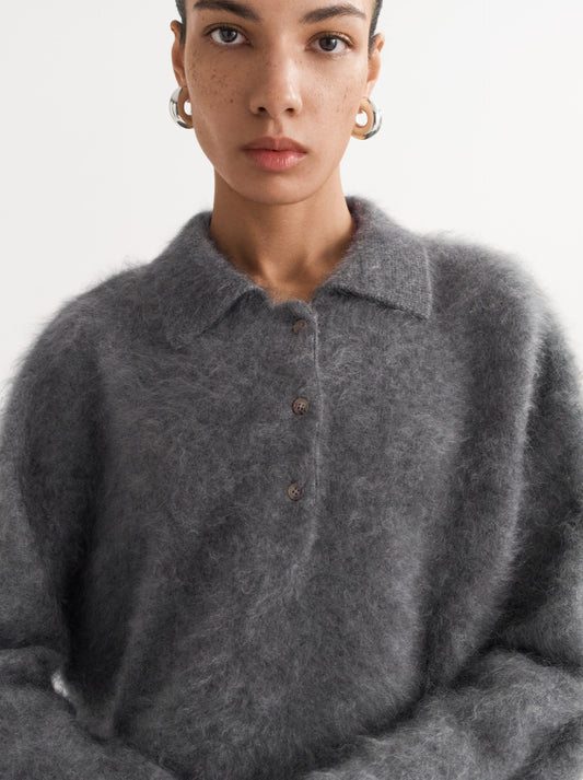 Brushed cashmere polo shirt