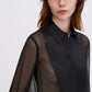Sheer silk tuxedo shirt