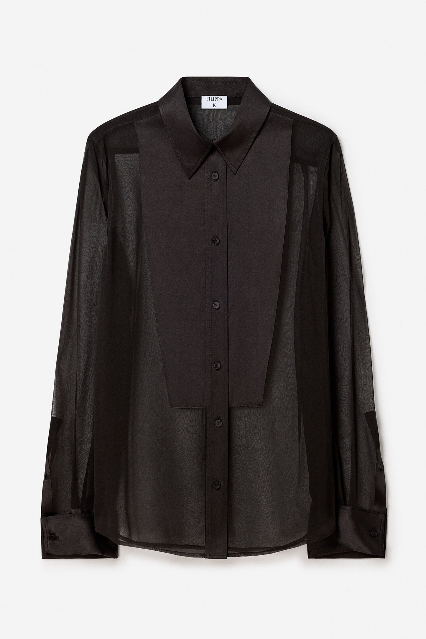 Sheer silk tuxedo shirt