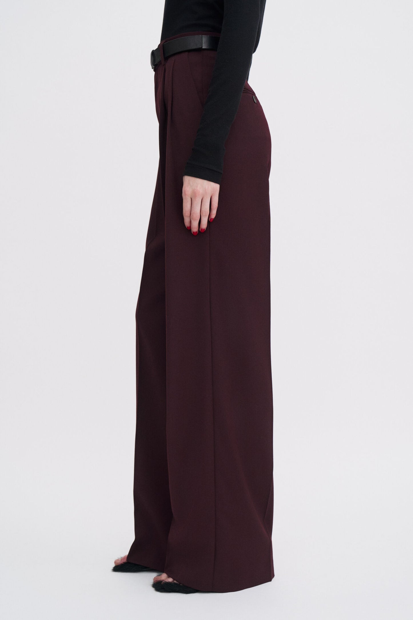 Darcey wool pants dark burgundy
