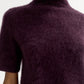 Brushed short sleeve turtle neck midnight plum