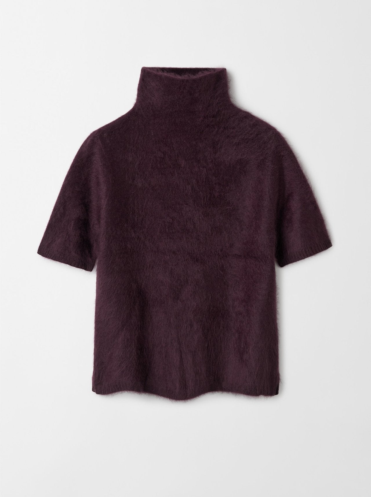 Brushed short sleeve turtle neck midnight plum