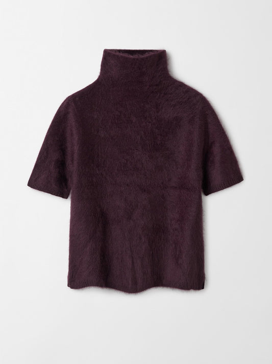 Brushed short sleeve turtle neck midnight plum