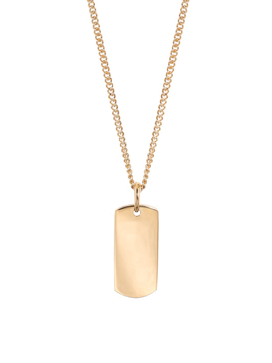 Small Gold Dog Tag on Fine Curb Chain