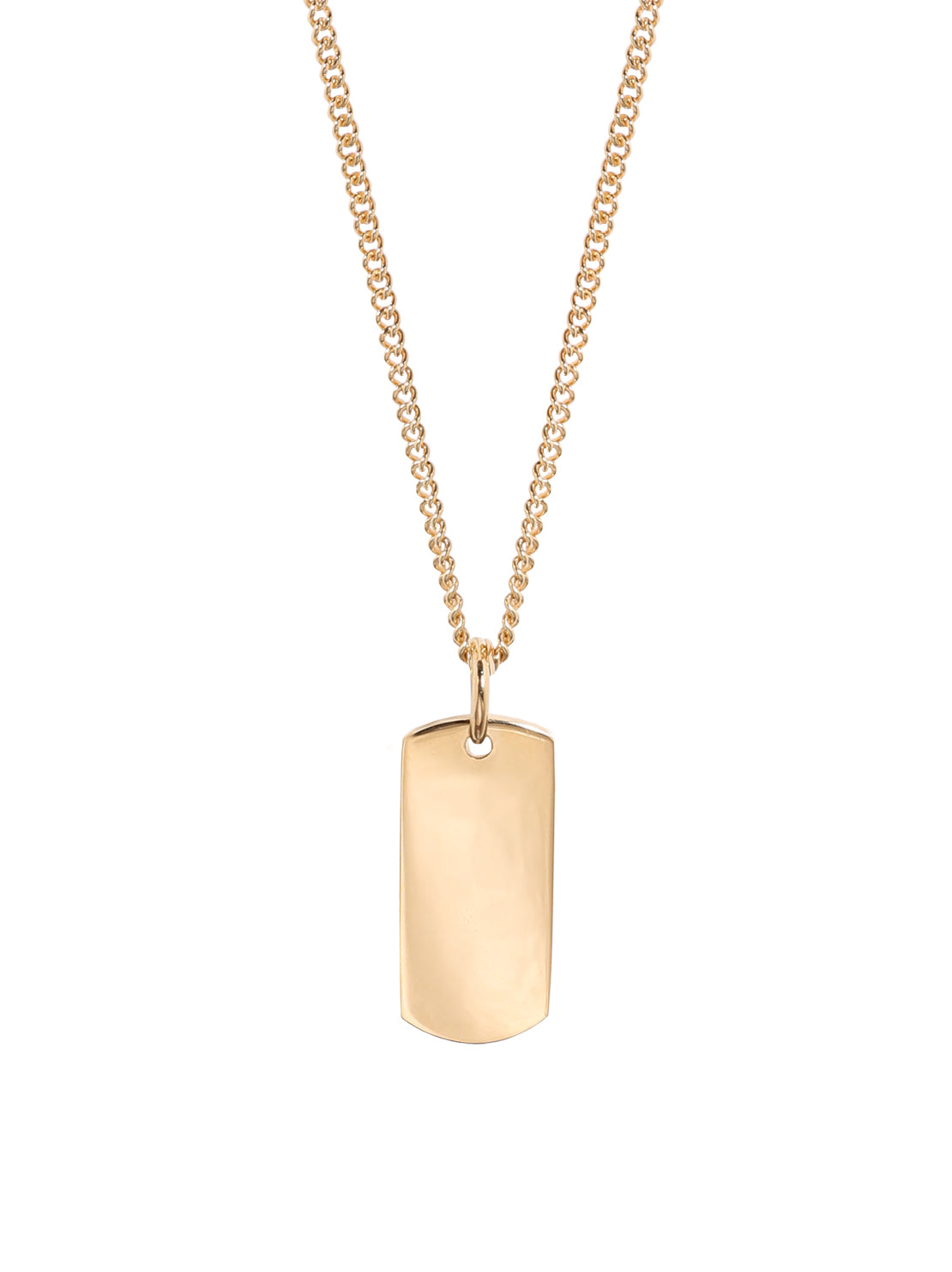 Small Gold Dog Tag on Fine Curb Chain